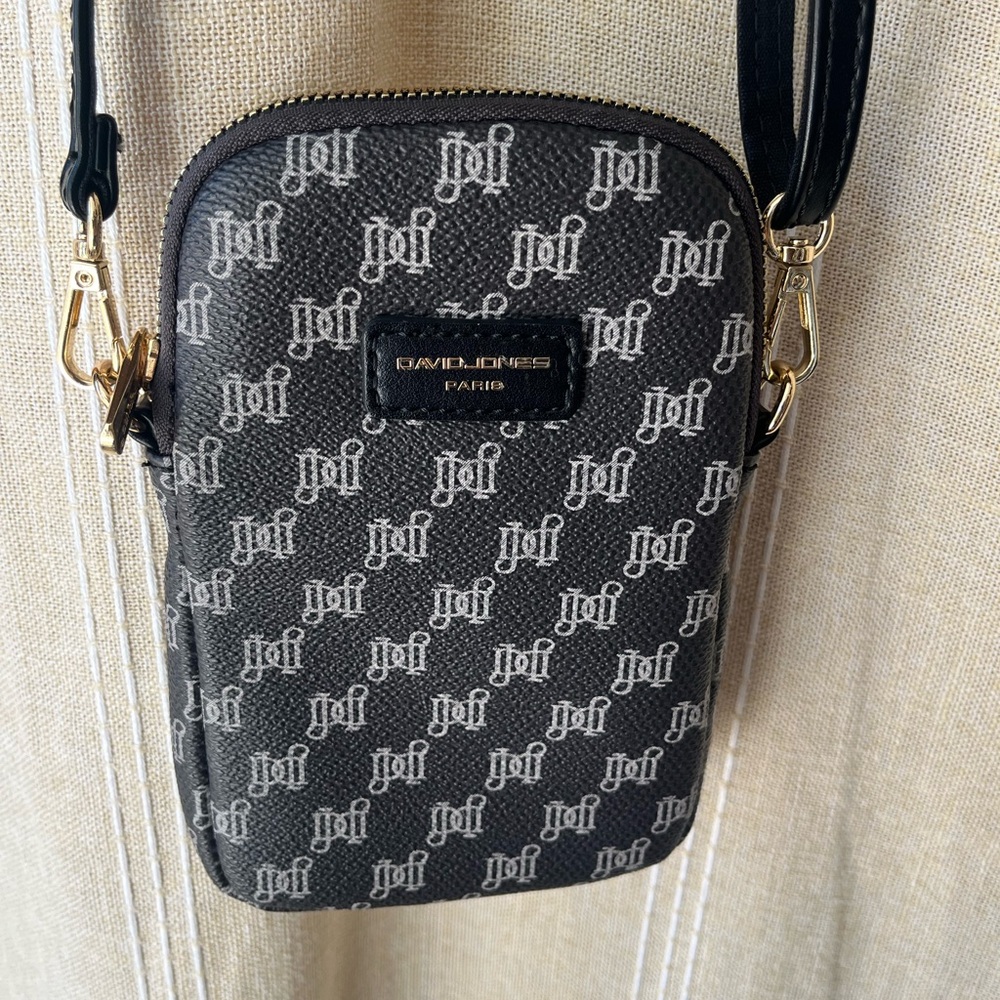Black Patterned Messenger Bag